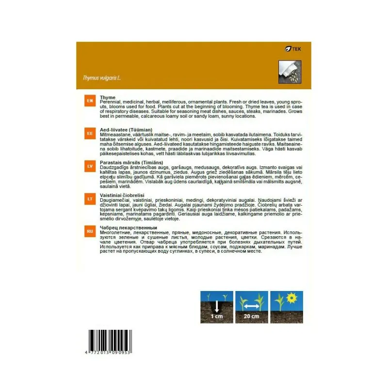 Sēklas Garden Center timiāni, 0.3 g