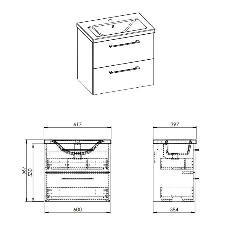 Skapis ar izlietni cheese 60cm melns