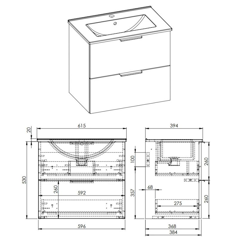 Vannas istabas skapis ar izlietni Elita Astra 168726, zaļa krās., 39.4 cm x 61.5 cm x 55 cm