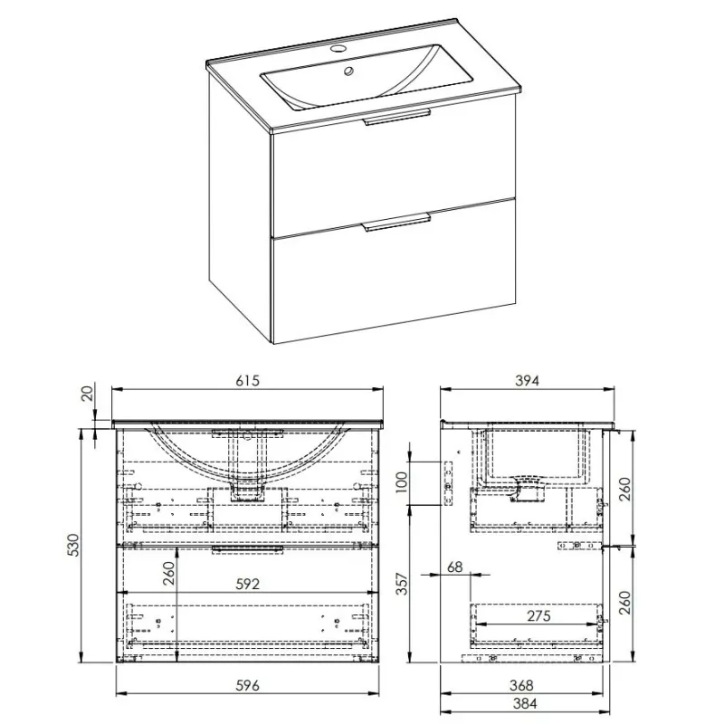 Vannas istabas skapis ar izlietni Elita Astra 168726, zaļa krās., 39.4 cm x 61.5 cm x 55 cm
