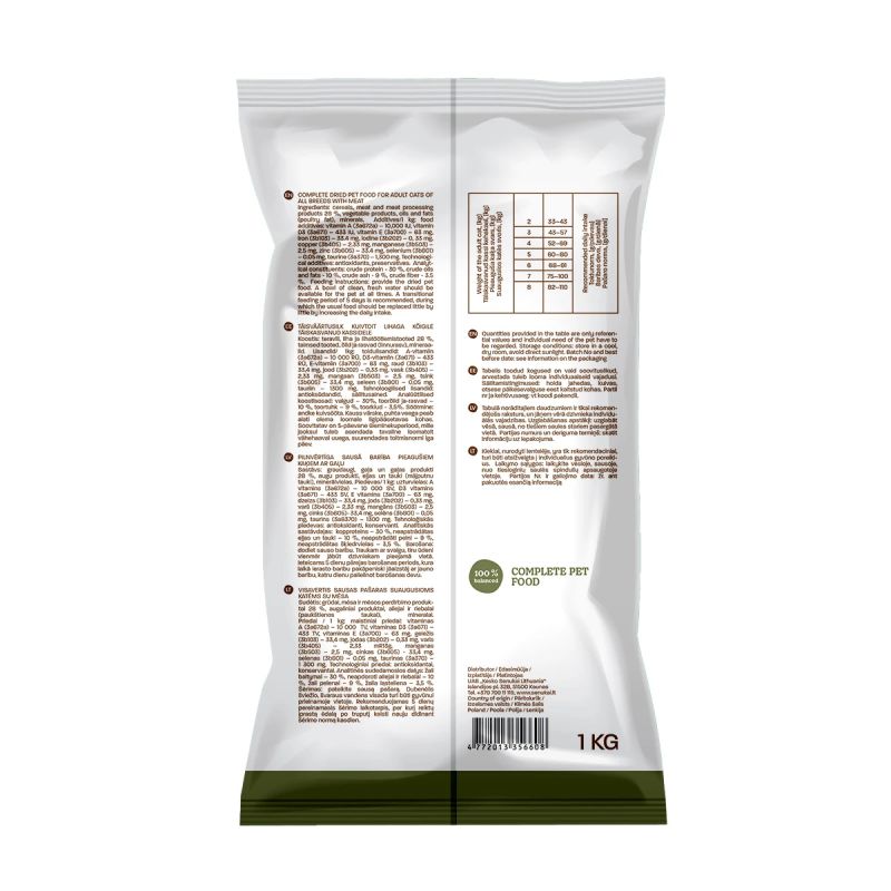 Barība kaķiem pieaug. höppy ar gaļu 1kg