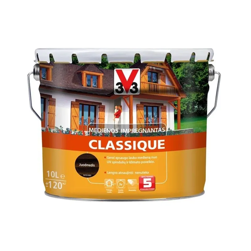 Medienos impregnantas V33 Classique, juodmedis sp., 10 l