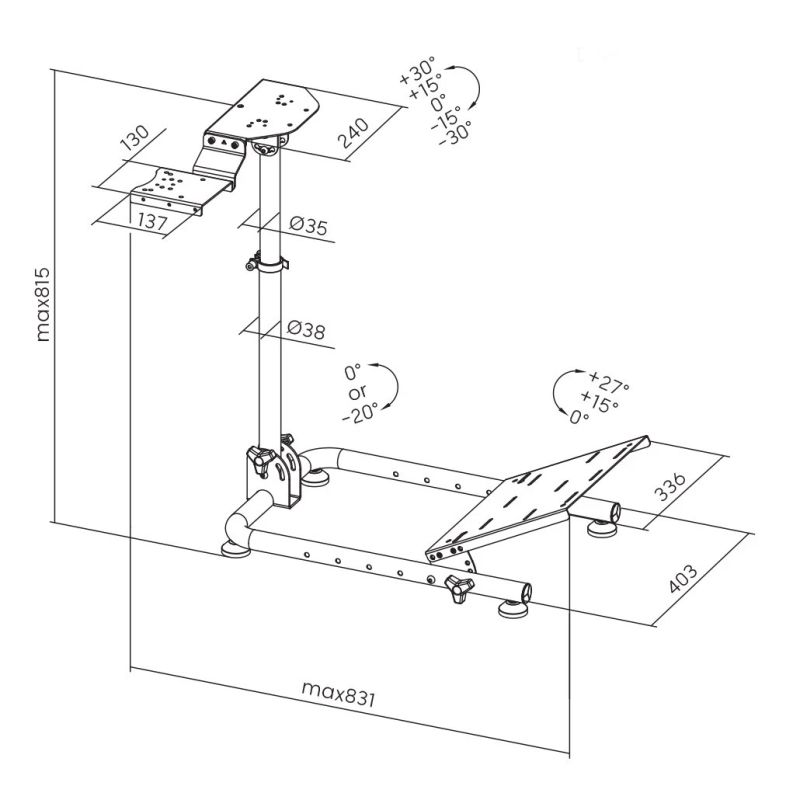 White Shark CONQUEROR-2 Foldable Racing Steering Wheel Stand With Gear Shifter Mount