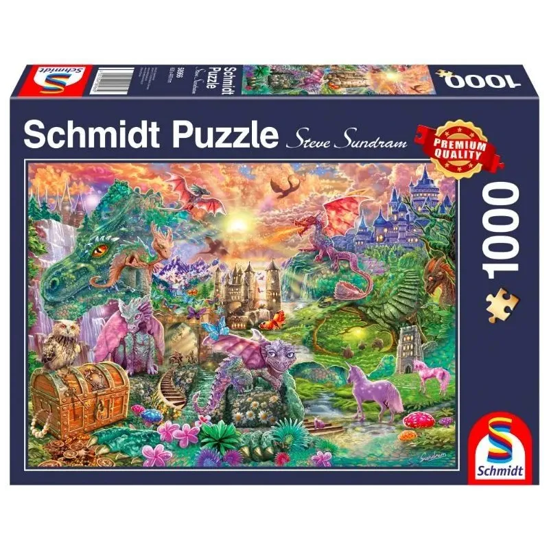 Puzle Schmidt Enchanted Dragon Land 110003, 49.3 cm x 69.3 cm, 1000 gab., daudzkrāsaina