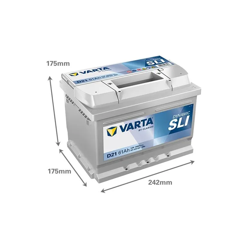 Akumulators Varta SLI D21, 12 V, 61 Ah, 600 A
