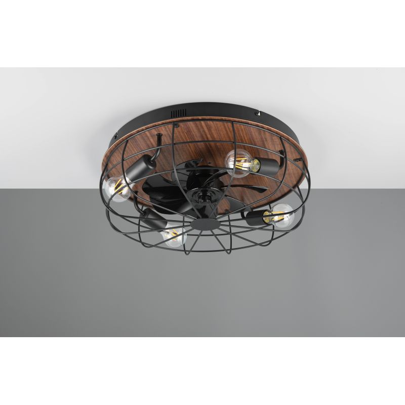 Lampa-ventil.trondheim 4xe27 melna-koka