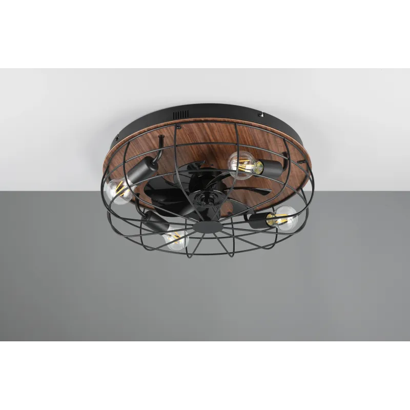 Lampa-ventil.trondheim 4xe27 melna-koka