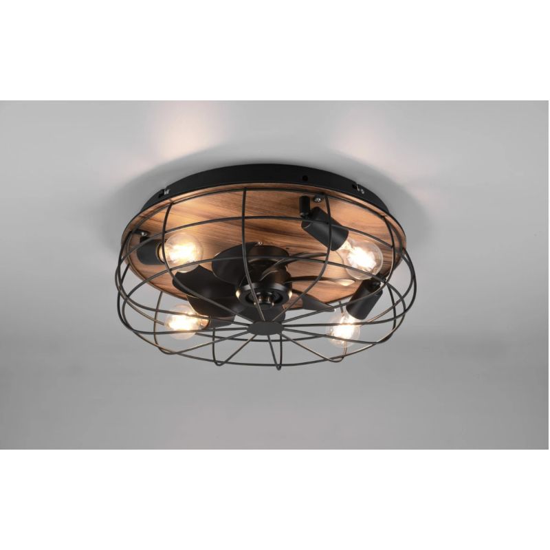 Lampa-ventil.trondheim 4xe27 melna-koka