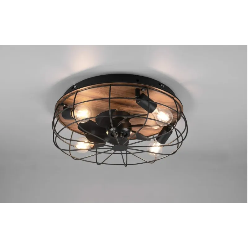 Lampa-ventil.trondheim 4xe27 melna-koka