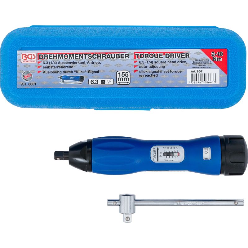 8661 Digitālais griezes momenta atslēga, 6.3mm 1-4, 2-10NM
