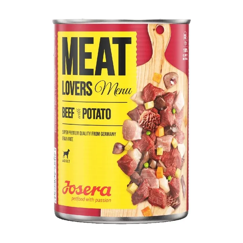 Mitrā barība ,konservi, suņiem Josera Meat Lovers MenuBeef & Potatoe, liellopa gaļa-gaļa-kartupeļi, 0.4 kg