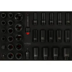 3-4'' impact socket set in foam insert, 33 pcs, KS Tools