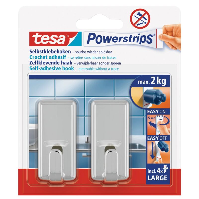 Крючок для одежды Tesa Powerstrips, хромовый цв.