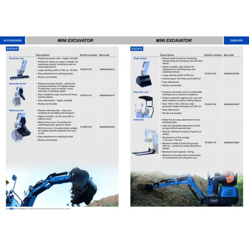 Mini-excavator EXC815, Scheppach