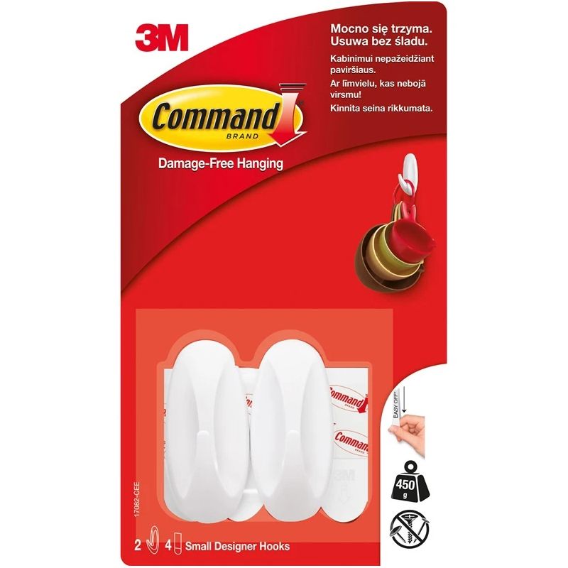 Крючок 3M Command T17082C, белый цв., 2 шт.