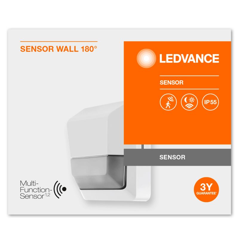 Kustības sensors sienas 180° ip55 balts