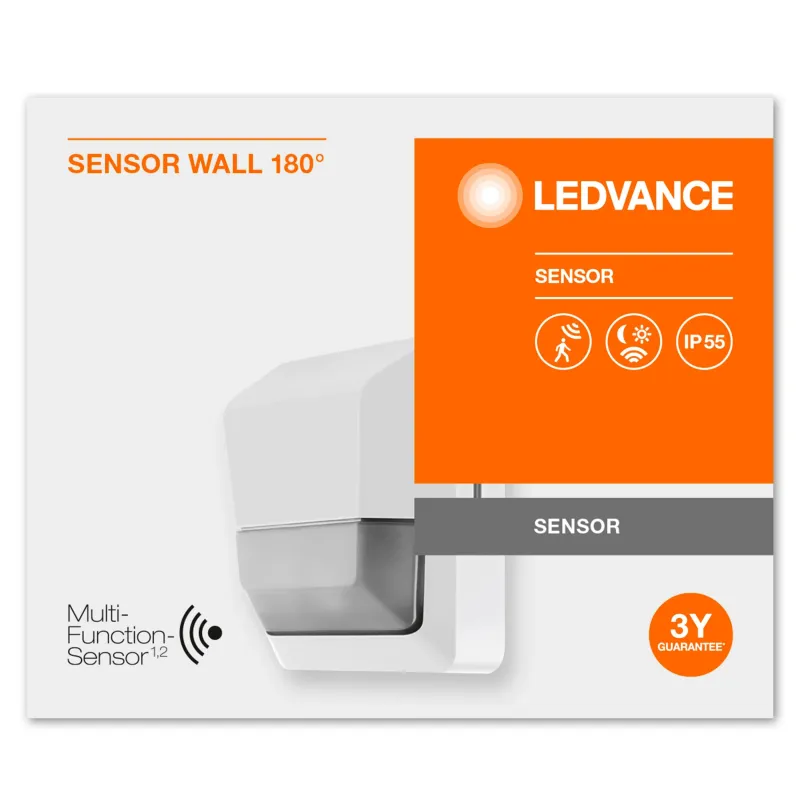 Kustības sensors sienas 180° ip55 balts