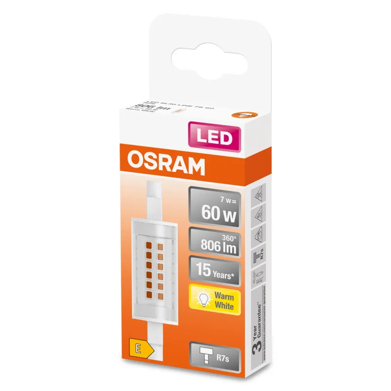 Spuldze Osram LED, Erimõõduline, balta krās., R7s, 7 W, 806 lm