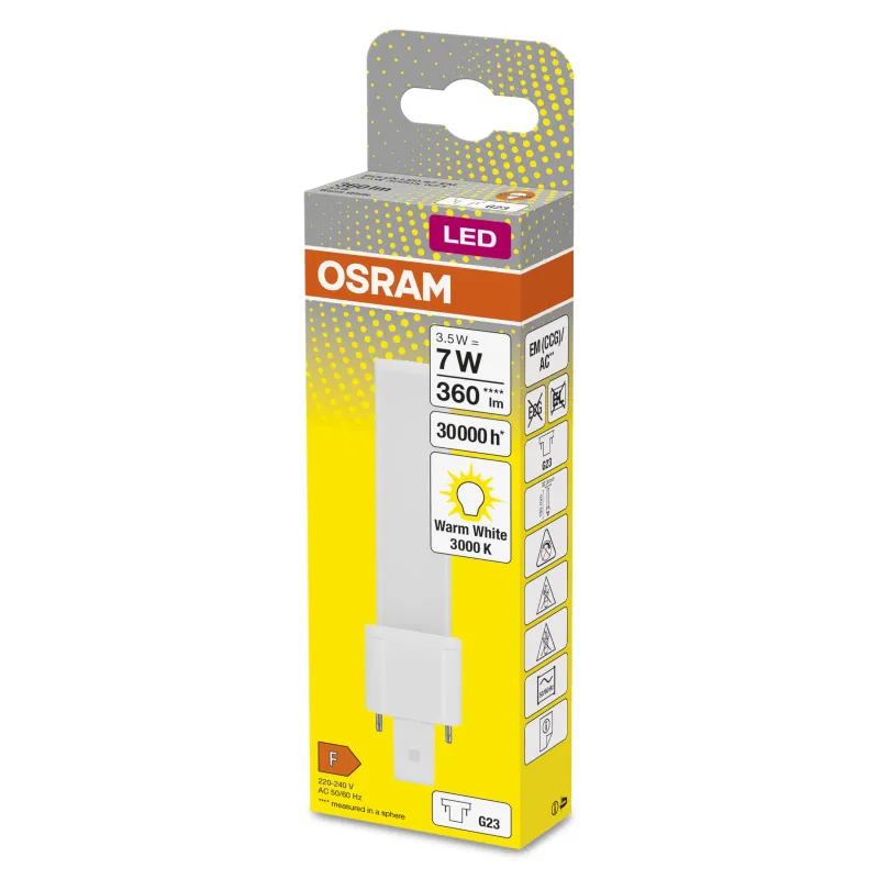 Spuldze Osram LED, 3000 °K, G23, 3.5 W, 360 lm