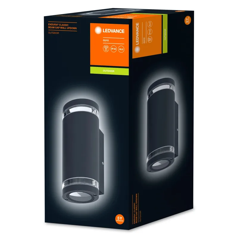Āra sienas lampa Ledvance Endura Classic, 35W, GU10, IP44, pelēka krās., 10.4 cm x 23.3 cm