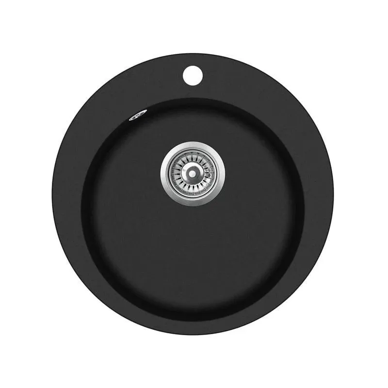 Virtuves izlietne Helika Clarus SR 100-601W, akmens masa, 50.5 cm x 50.5 cm x 19 cm, melna krās.