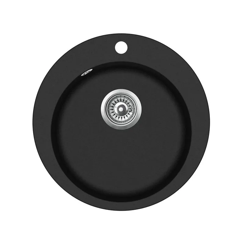 Virtuves izlietne Helika Clarus SR 100-601W, akmens masa, 50.5 cm x 50.5 cm x 19 cm, melna krās.