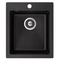 Кухонная мойка Helika Simplex SQS 100-601 W, гранит, 42.5 см x 50 см x 19.5 см, black metallic
