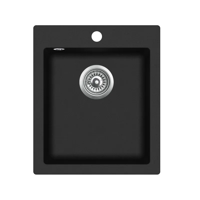 Virtuves izlietne Helika Simplex SQS 100-601 W, granīts, 42.5 cm x 50 cm x 19.5 cm, black metallic
