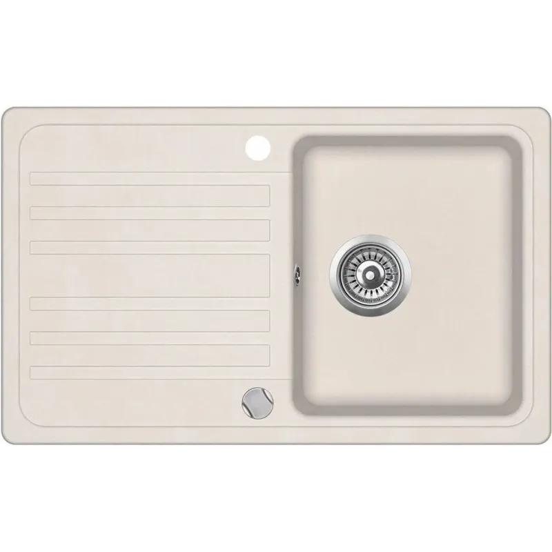 Virtuves izlietne Aquasanita SQ101 Silica, akmens masa, 76.5 cm x 46 cm x 19 cm, gaiši brūna