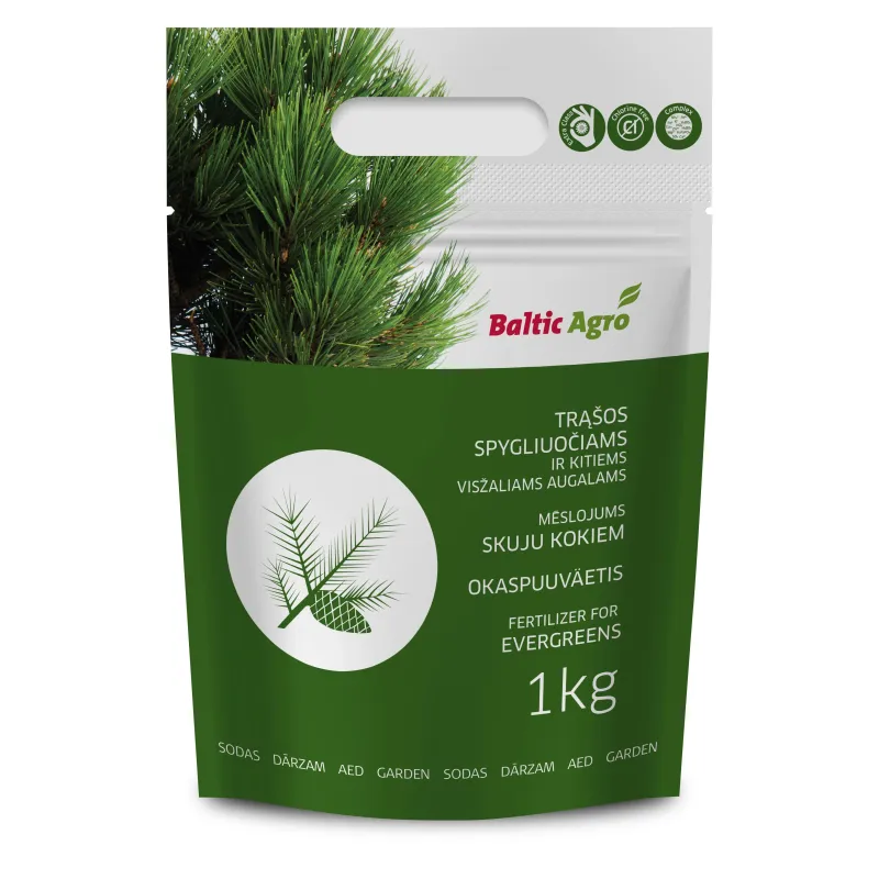 Mēslojums mūžzaļajiem augiem, skujkokiem Baltic Agro, granulēts, 1 kg
