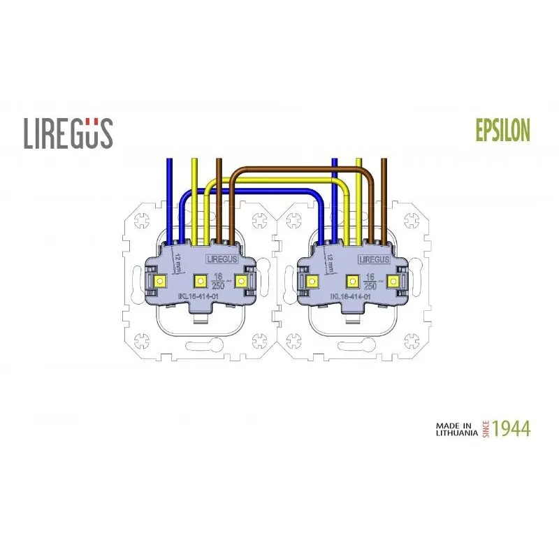 Kontaktligzda Liregus Epsilon IKL16-014-414-01, Iezemēta rozete, balta krās.