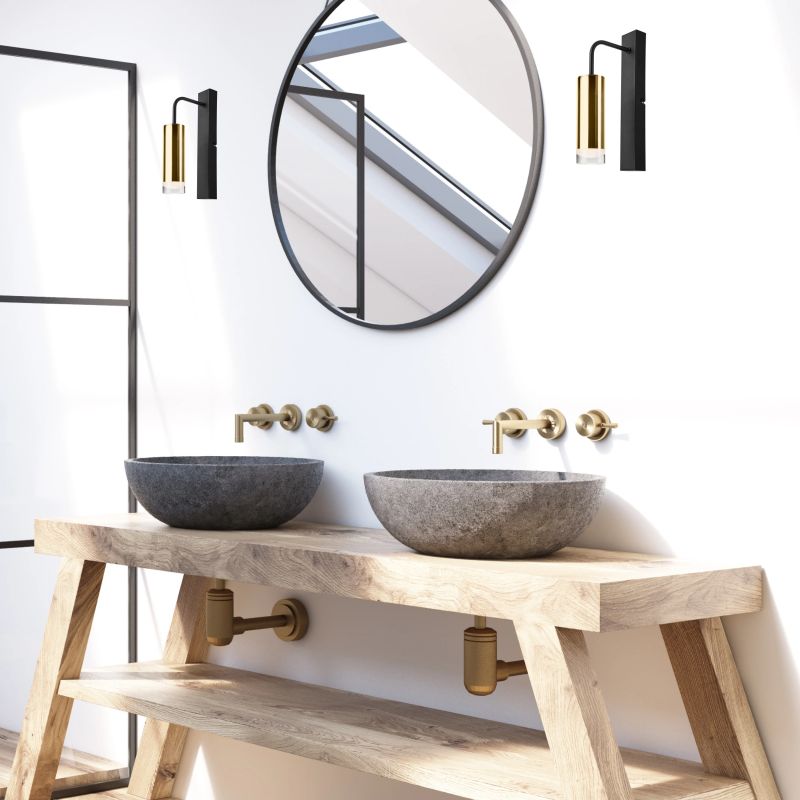 Lampa sienas sol km-1.124 e27 zelta