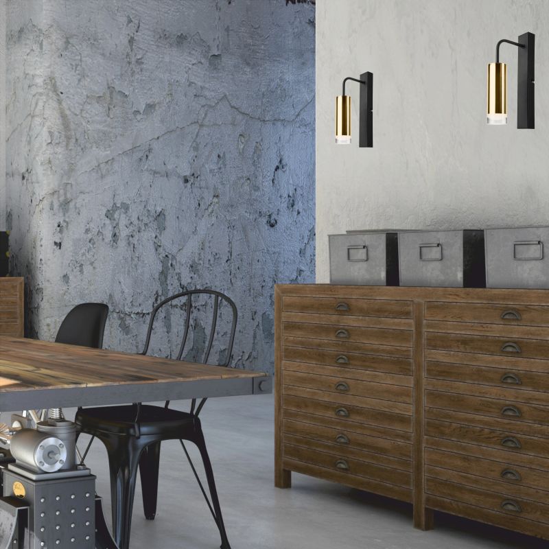 Lampa sienas sol km-1.124 e27 zelta