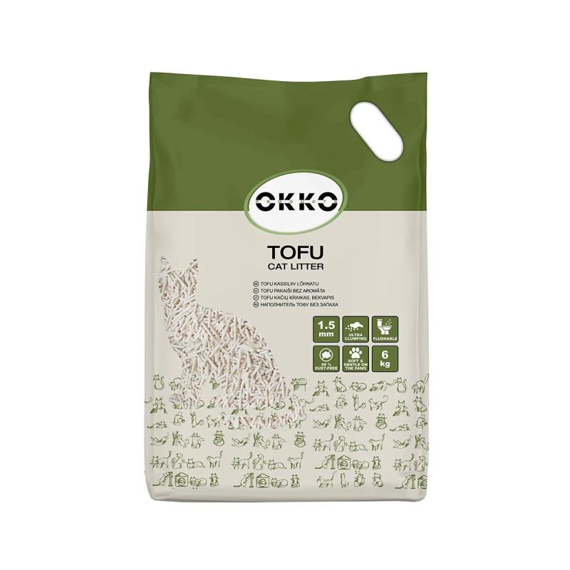 Наполнители для котов Okko Tofu, органический ,комкующийся,, 6 кг, 13.8 л