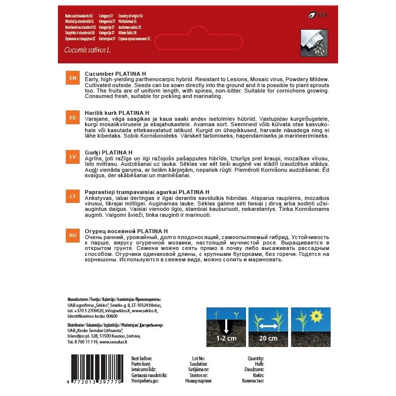 Sēklas dārzeņu gurķi platina h 7s