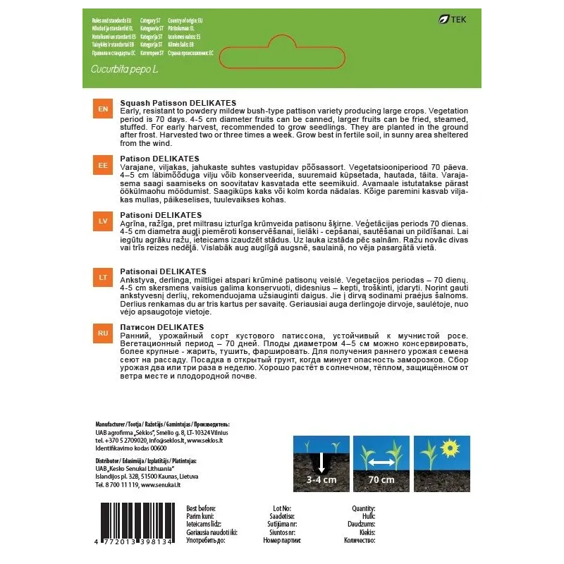 Sēklas Garden Center, patisoni DELIKATES, 1 g