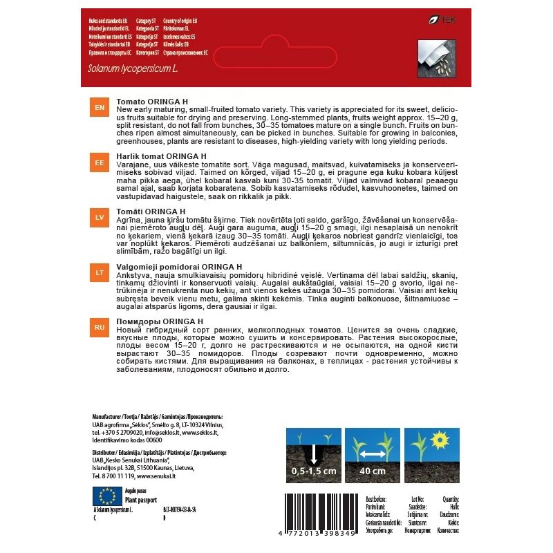 Sēklas dārzeņu tomāti oringa h 5s