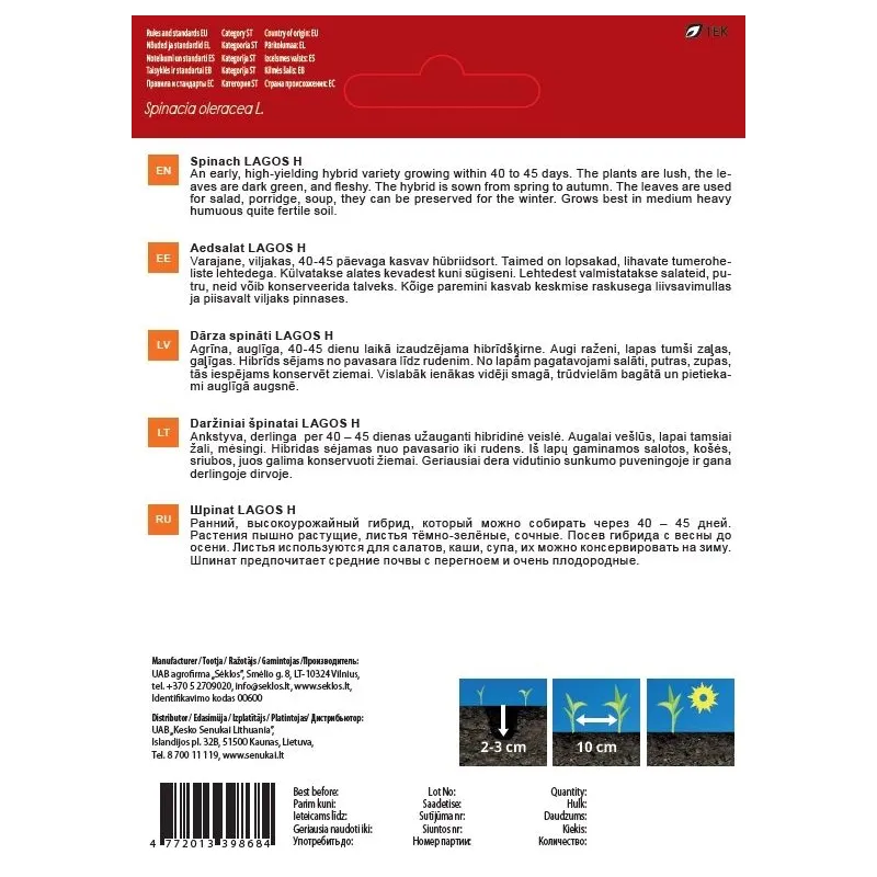 Sēklas Garden Center, spināti LAGOS H, 2 g