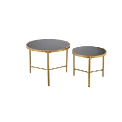 Kafijas galdiņu komplekts Domoletti, melna, 48 - 63 cm x 48 cm x 43 - 50 cm, 2 gab.