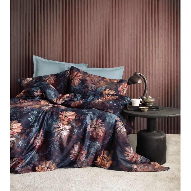 Комплект постельного белья Domoletti MELODIA, синий-oранжевый, 140 x 200 cm