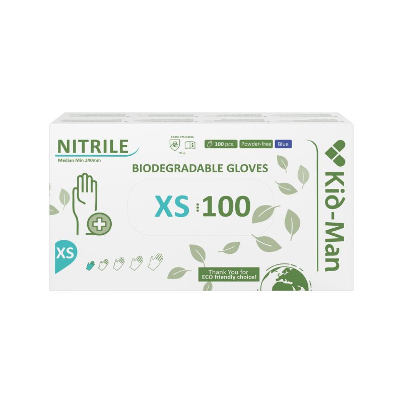 Nitrile gloves Kid-Man Biodegradable N100, size XS