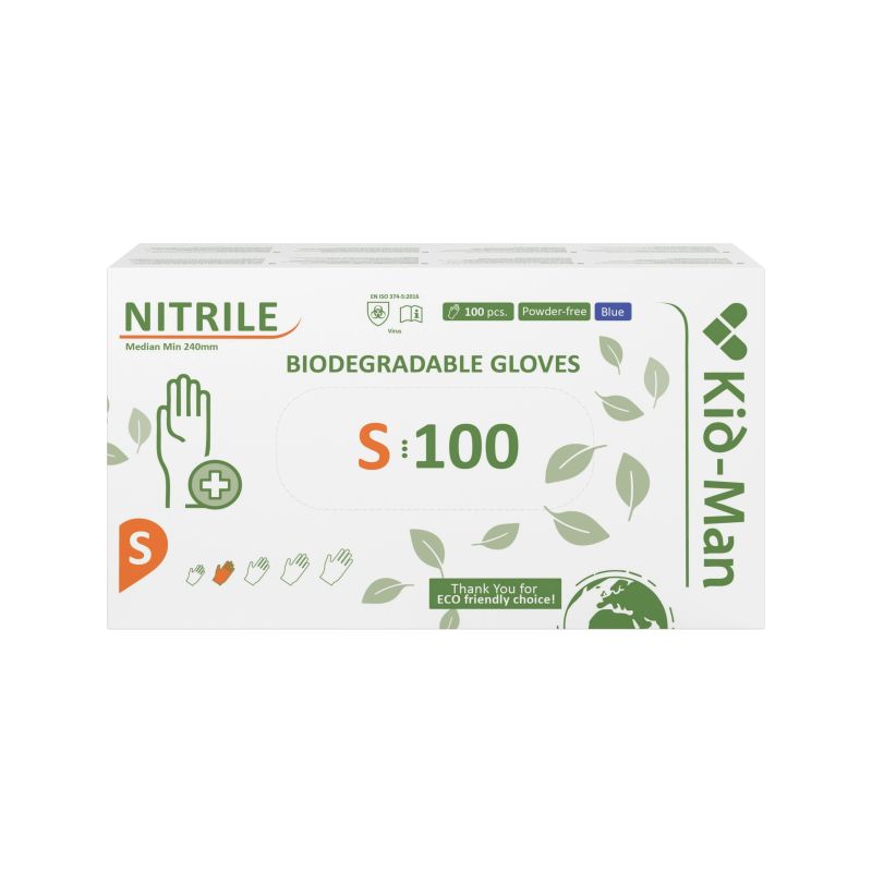 Nitrile gloves Kid-Man Biodegradable N100, size S