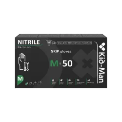 Nitrilinės pirštinės Kid-Man Black Grip N50, dydis M