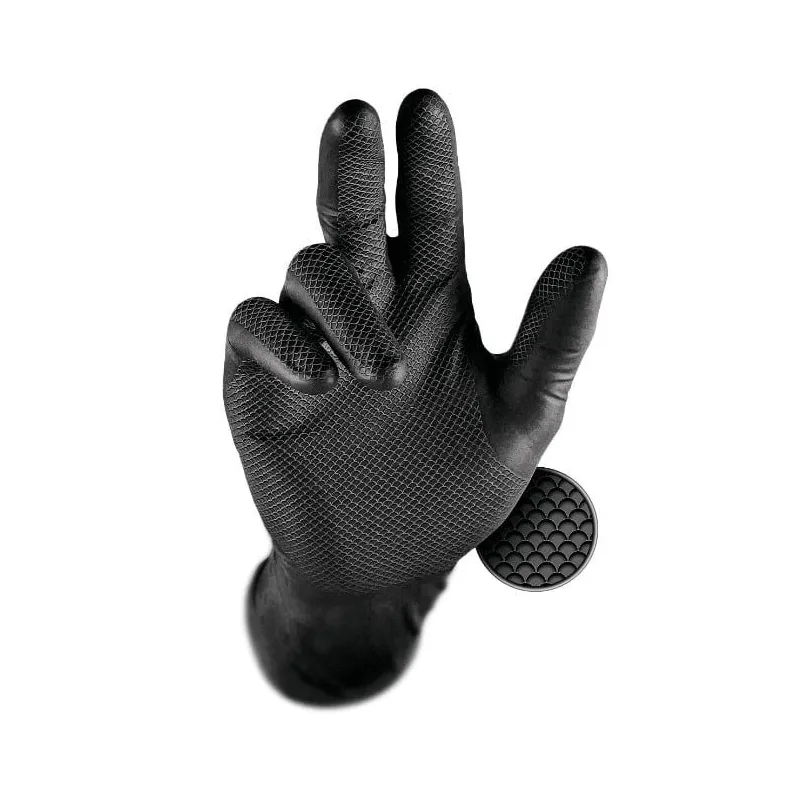 Darba cimdi vienreizējs Grippaz 246, pieaugušajiem, nitrils, melna-oranža-, M, 50 gab.