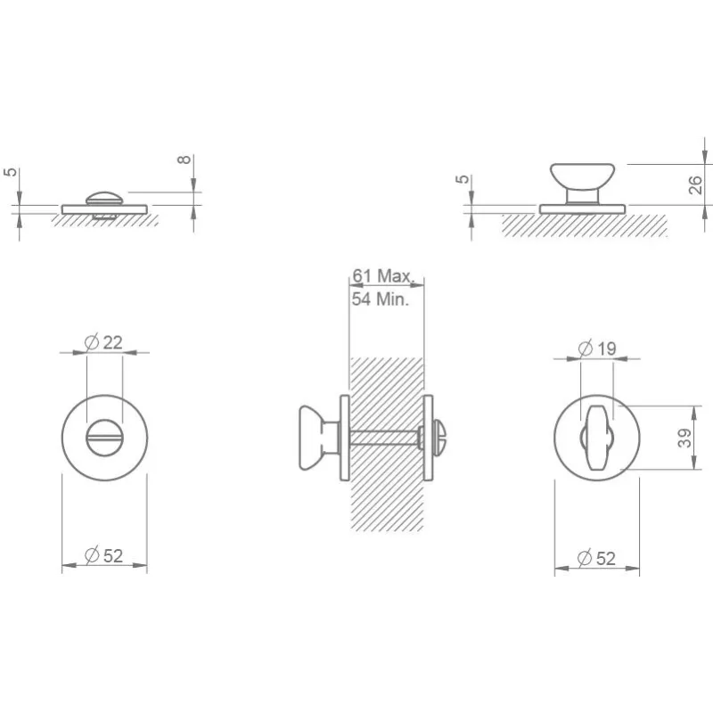 Durvju aizgriežamais Tupai 4041 R5S 153, melna, DIA 5.2 cm