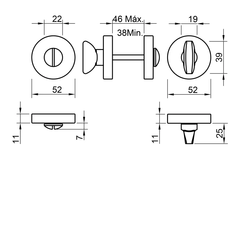Durvju aizgriežamais Tupai 806 R 153, melna, DIA 5.2 cm