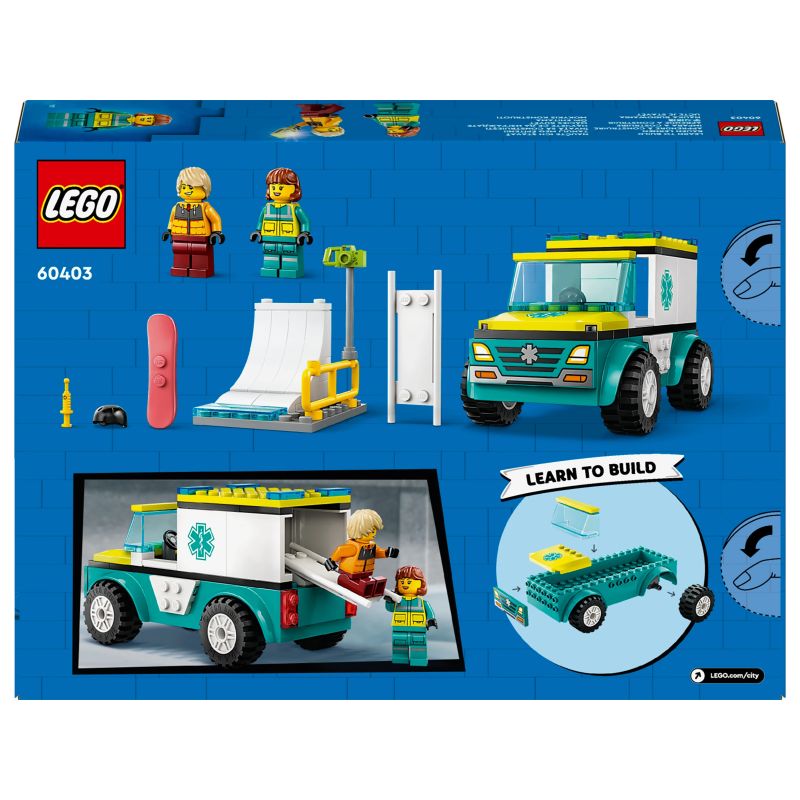 Конструктор LEGO City Great Vehicles Emergency Ambulance and Snowboarder 60403