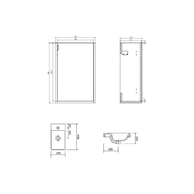 Skapis ar izlietni 40cm atrato kašmira