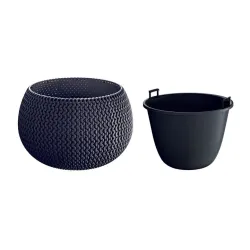 Цветочный горшок Prosperplast Splofy DKSP370, пластик, антрацитовый