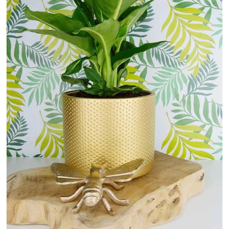 Keram. puķu pods walec kropki d15 zelta